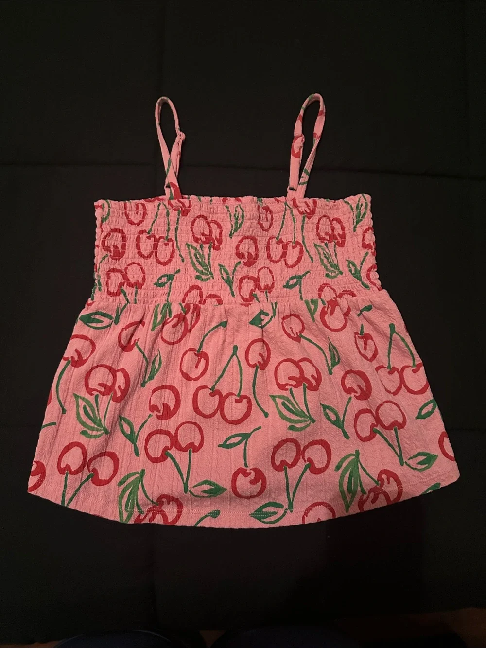 Old Navy Pink Cherry-Print Smocked Cami Top
